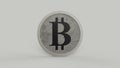 Gray bitcoin silver coin Isolated with color background bit-coin 3d render isolated illustration, cryptocurrency, crypto, business