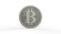 Gray bitcoin silver coin Isolated with color background bit-coin 3d render isolated illustration, cryptocurrency, crypto, business