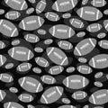 Gray and Black Football Tile Pattern Repeat Background