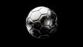 Gray and black soccer silver ball isolated on black background. Football 3d render illlustration Royalty Free Stock Photo