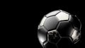 Gray and black soccer silver ball isolated on black background. Football 3d render illlustration Royalty Free Stock Photo