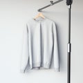 Gray blank sweatshirt on modern hanger. 3d rendering