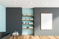 Gray and blue bathroom interior with poster Royalty Free Stock Photo