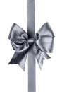 Gray bow made from silk ribbon Royalty Free Stock Photo