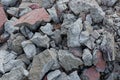 Gray brown texture of stones in a pile of rubbish