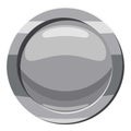 Gray button icon, cartoon style