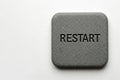 A gray button that says restart on a light background. Space for text. Royalty Free Stock Photo