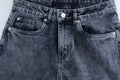Gray buttoned jeans front view Royalty Free Stock Photo