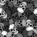 Gray camouflage pattern with human skulls, red eye Royalty Free Stock Photo