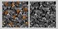 Gray camouflage patterns with fantasy mushrooms