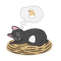 Gray cat is hatching an egg. Royalty Free Stock Photo