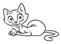 Gray cat lies animal character cartoon coloring page