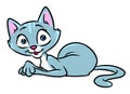 Gray cat lies animal character cartoon
