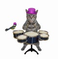 Cat gray plays drums 2