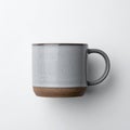Gray Ceramic Mug with Brown Cork Base on White Background Studio Shot Royalty Free Stock Photo