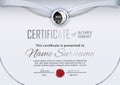 Gray certificate with silver line. Official business modern blank