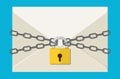The gray chain, letter and padlock