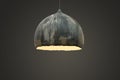 Gray chandelier with grunge texture, large ceiling, modern lamp design