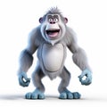 3d Render Of A Playful Gorilla On White Background