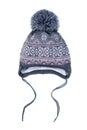 Gray children`s hat. Isolate on white