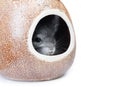 Gray chinchilla hiding in hole Royalty Free Stock Photo