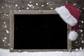 Gray Christmas Card, Blackboard,Snow, Hat, Copy Space, Snowflake Royalty Free Stock Photo