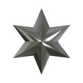 Gray Christmas Star isolated on white Background. Top View Close-Up Gold Star render isolated on white and clipping path Royalty Free Stock Photo