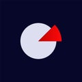 Gray circle with red triangle segment creating an abstract geometric design element