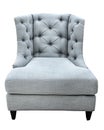 Gray classical vintage modern style armchair with fabric upholstery isolated on white background. Cozy fabric chair