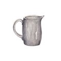 Gray jug. For milk flowers water. Watercolor illustration
