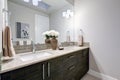 Gray and clean bathroom design in brand new home Royalty Free Stock Photo