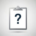 A gray clipboard with a metallic appearance features a large, black question mark at its Royalty Free Stock Photo