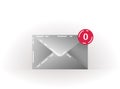 Gray closed envelope icon on a white background with notifications. Email notification. Read message. Email sign with