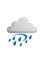 Gray cloud with blue rain droplets falling beneath it, stylized in a Royalty Free Stock Photo