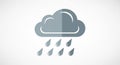 Gray cloud icon with nine raindrops, Royalty Free Stock Photo