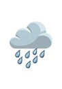 Gray cloud with a simple, stylized design emits blue raindrops. The Royalty Free Stock Photo