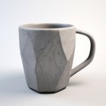 Multifaceted Geometry Concrete Mug With Detailed Engraving - 3d Rendering