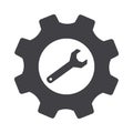 Gray cogwheel setting and wrench vector. Settings icon. Royalty Free Stock Photo