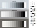 Gray color palettes. Grey color tones trend 2019 set. interior design. Architecture color ideas.