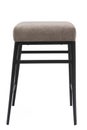 Gray color stool. Modern designer stool on white background. Textile stool.