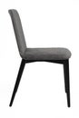Gray color stool. Modern designer stool on white background. Textile stool.