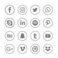 Gray color Web and mobile application icons and social media icons