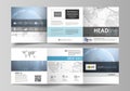 The gray colored minimalistic vector illustration of the editable layout. Two creative covers design templates for
