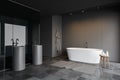 Gray comfortable bathroom corner with tiled floor Royalty Free Stock Photo