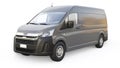 Gray commercial van for transporting small loads in the city on a white background. Blank body for your design. 3d