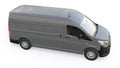 Gray commercial van for transporting small loads in the city on a white background. Blank body for your design. 3d