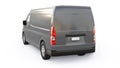 Gray commercial van for transporting small loads in the city on a white background. Blank body for your design. 3d
