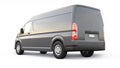 Gray commercial van for transporting small loads in the city on a white background. Blank body for your design. 3d