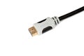 Gray computer hdmi cable isolated on white background, close-up Royalty Free Stock Photo