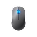 Gray computer mouse with illuminated blue scroll wheel on transparent background white background Royalty Free Stock Photo